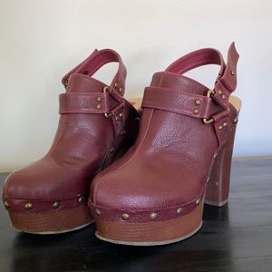 C Label Maroon Clog Heels - Size 7